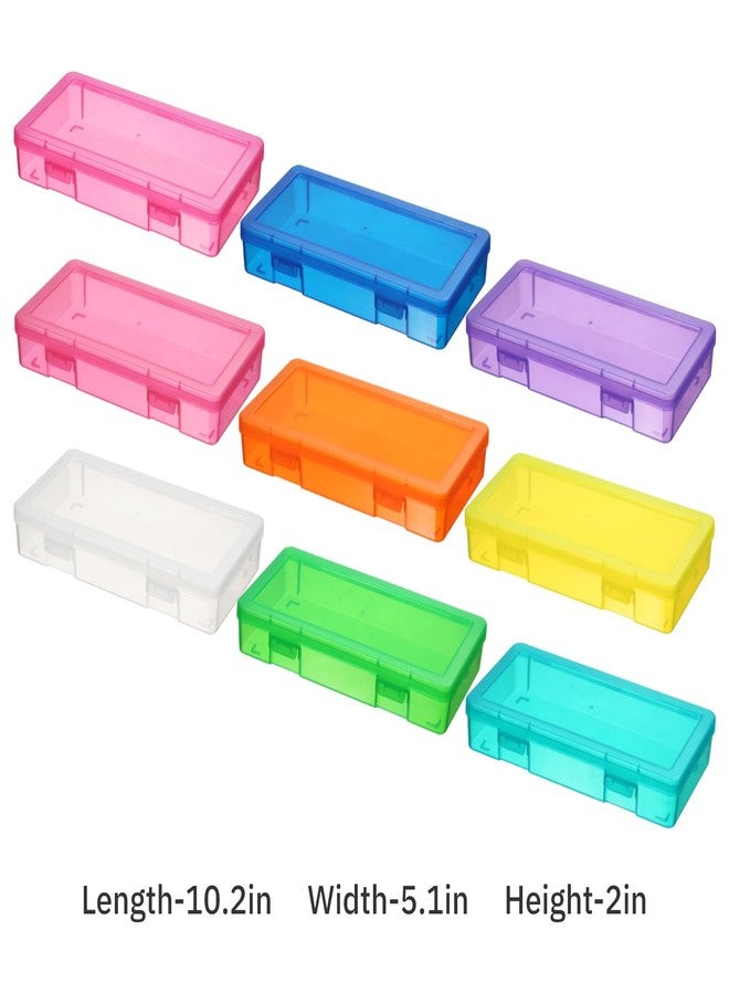 novelinks Medium Plastic Storage Boxes with Latching Lids - 9 Pack Stackable Craft Organizers for Supplies, Pencils, Crayons, Beads, Stationery & Classroom Use(9 Pack Medium -Color) - Image 3