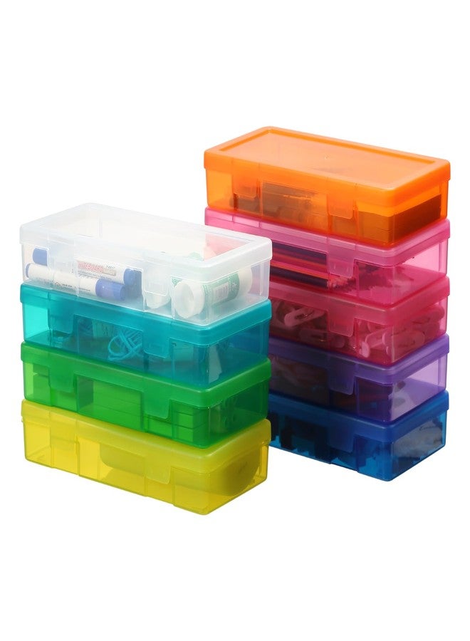 novelinks Medium Plastic Storage Boxes with Latching Lids - 9 Pack Stackable Craft Organizers for Supplies, Pencils, Crayons, Beads, Stationery & Classroom Use(9 Pack Medium -Color) - Image 2