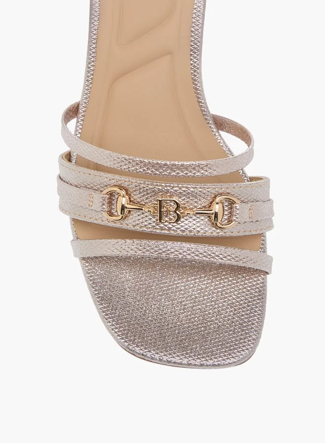 Flora Bella By Shoexpress Womens Metal Accent Slip-On Sandals With Block Heels