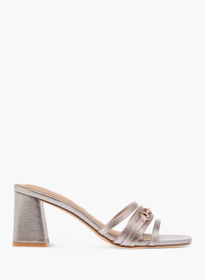 Flora Bella By Shoexpress Womens Metal Accent Slip-On Sandals With Block Heels