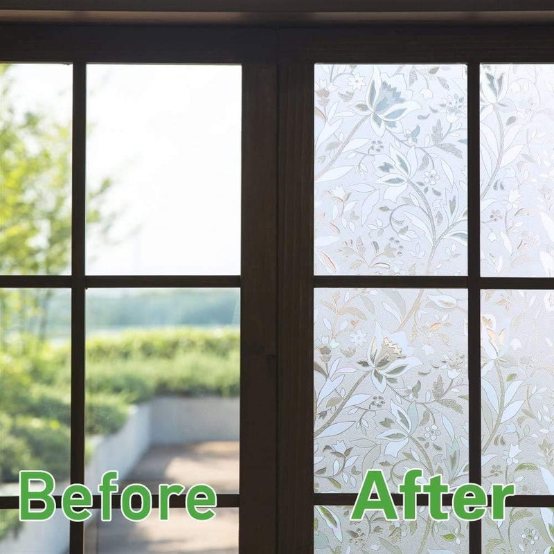 Niviy Excellent Quality 3D Static Cling Window Film Non-Adhesive Window Covering Decorative Flower Privacy Film for Window 17.7" x 118" - Image 2