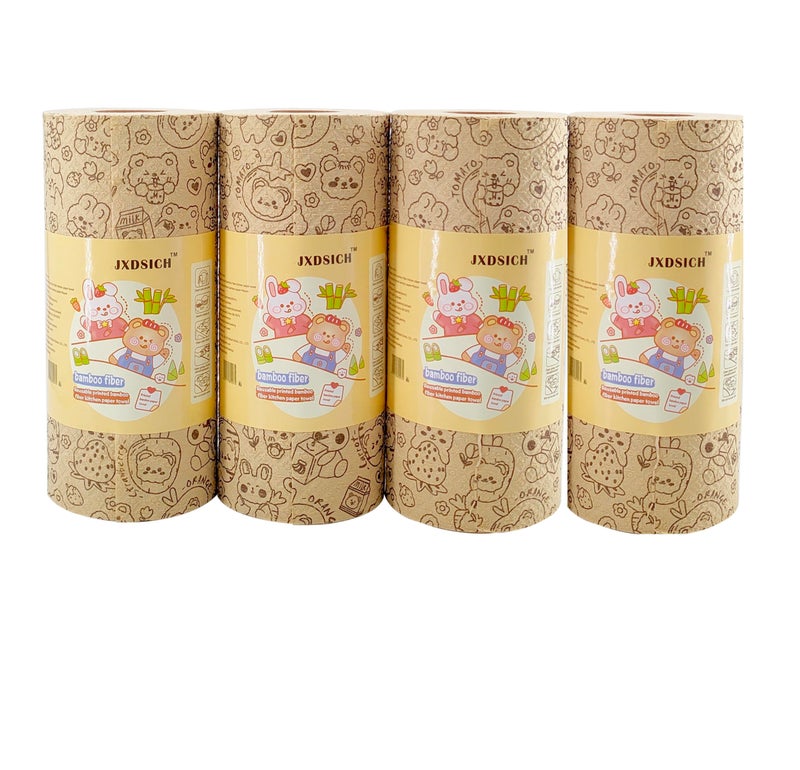 JXDSICH Durable Bamboo Kitchen Paper Towels,Unbleached Bamboo Fiber with Rayon,Dry and wet use, Thickened 4 paper Towel Rolls each carton,Hand washable only,Not machine washable - Image 1