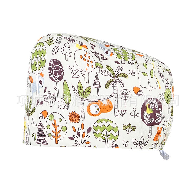 Surgical Cap Women'S Cotton Adjustable Breathable Cartoon Printed Pattern Operating Room Clinic Work Oral Dental Hat - Image 1