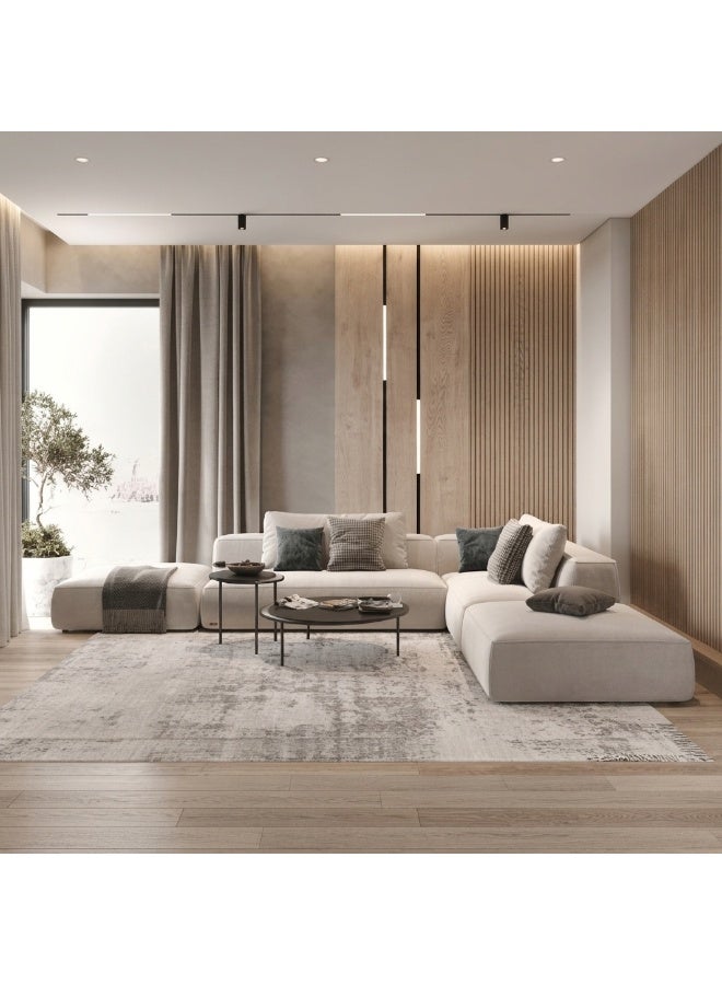 Mardod Saudi L-Shaped Corner Sofa Made Of Swedish Wood With Linen Fabric, Size 350/250 x 85 x 85 Cm - Beige Color - Model EA-L10J-R14W