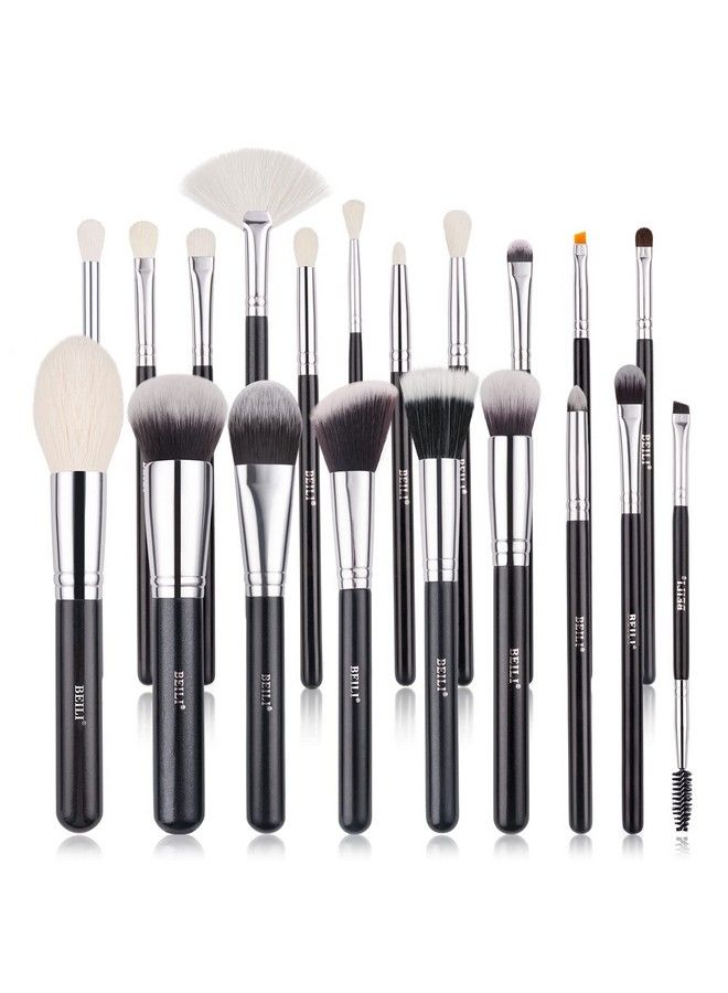 BEILI Makeup Brushes ; Set Of 20Pc Makeup Brushes For Professionals ; Classic Black & Silver Color Synthetic Kabuki Foundation Blending Brush ; Make Up Applicators Brush Set - Image 1