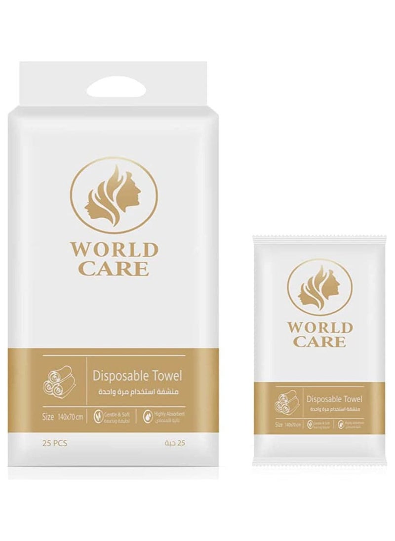 WORLD CARE World Care Disposable Towels, Size 70 * 140, 25 Pieces  - Image 1