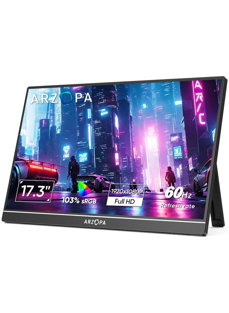 15.6'' 2.5K Portable Gaming Monitor with HDR, 60Hz, FreeSync, 10Bit Color, Dual Speakers, USB-C & HDMI, Built-in Kickstand & Cover, Compatible with PC/PS5/Xbox/Switch for Home or Office Use 