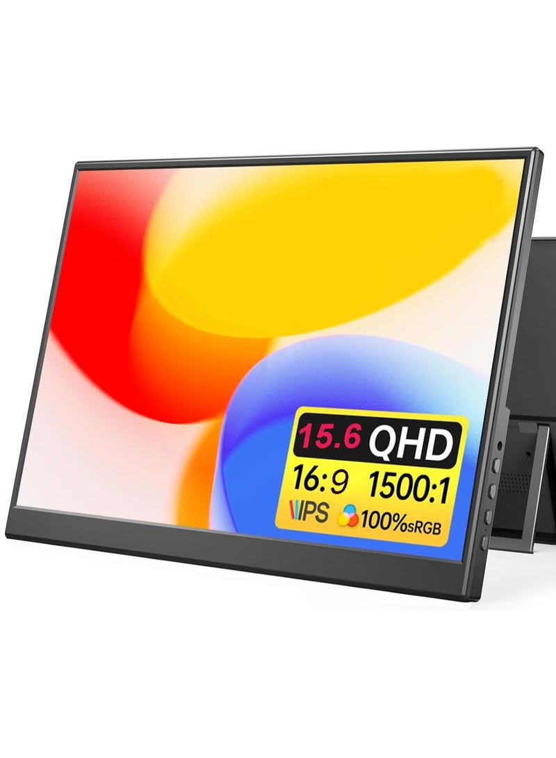 15.6'' Portable Gaming Monitor 1080P with HDR, 60Hz, FreeSync, 10Bit Color, Dual Speakers, USB-C & HDMI, Built-in Kickstand & Cover, Compatible with PC/PS5/Xbox/Switch for Home or Office Use  - Image 1