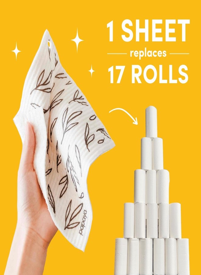 Papaya Reusable Paper Towels 4-Pack - 4 Sheets + 2 Hooks, Quick Drying, No Odor, 1 Sheet Replaces 17 Rolls, Washable Kitchen Cloth, Sustainable Dish Sponge, Eco Friendly Gift (Fruit Cocktail) - Image 3