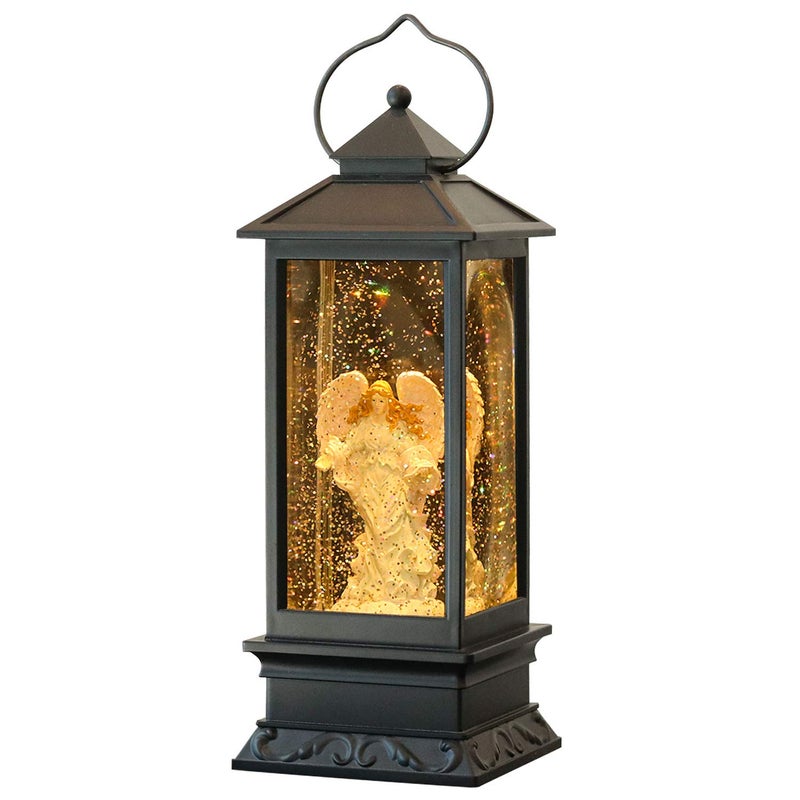 Wondise Lighted Angel Christmas Snow Globes Musical Lantern with Timer USB Powered  Battery Operated Swirling Glitter Water Lantern 4 x 4 x 12 inch