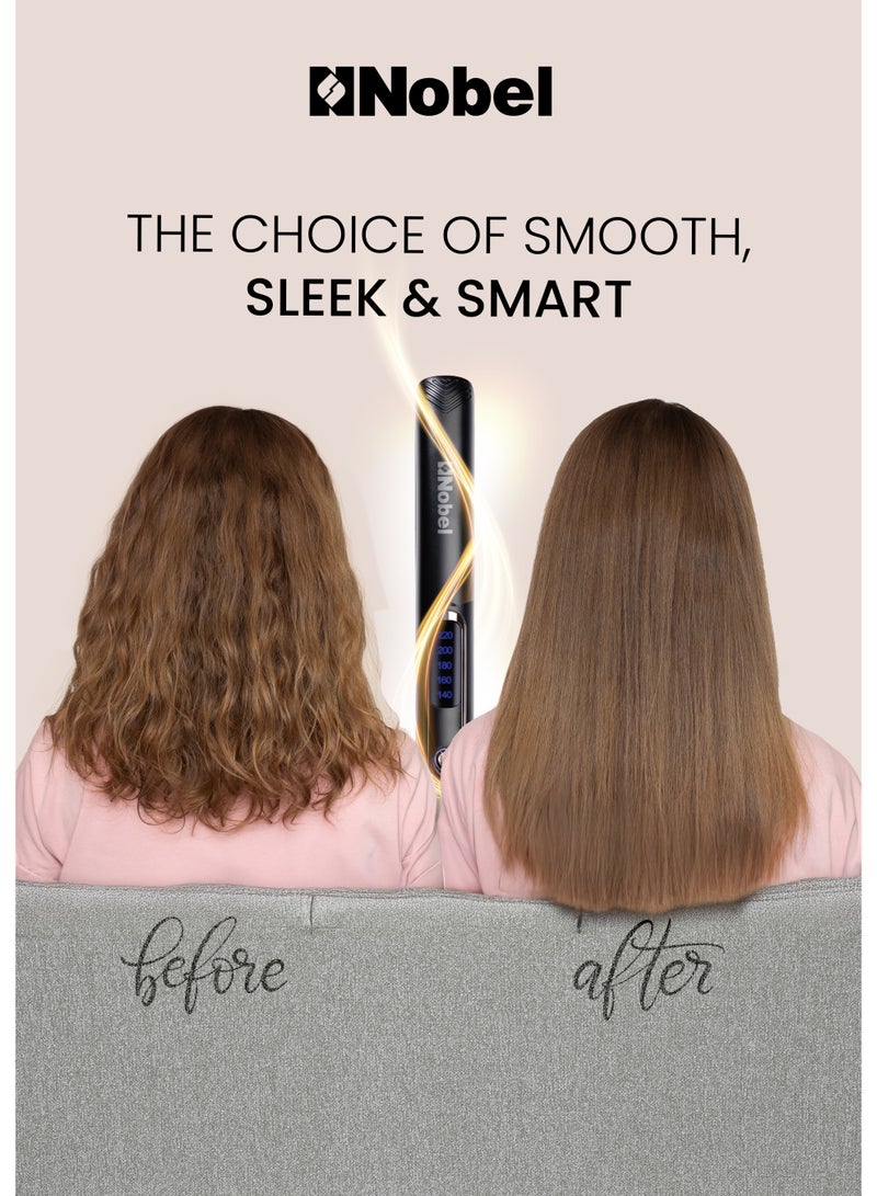 Nobel مكواة شعر نوبل مع لوحة تسخين PTC 5 مستويات للتحكم في درجة الحرارة مؤشر LED تسخين سريع - NHS450 أسود - Image 4