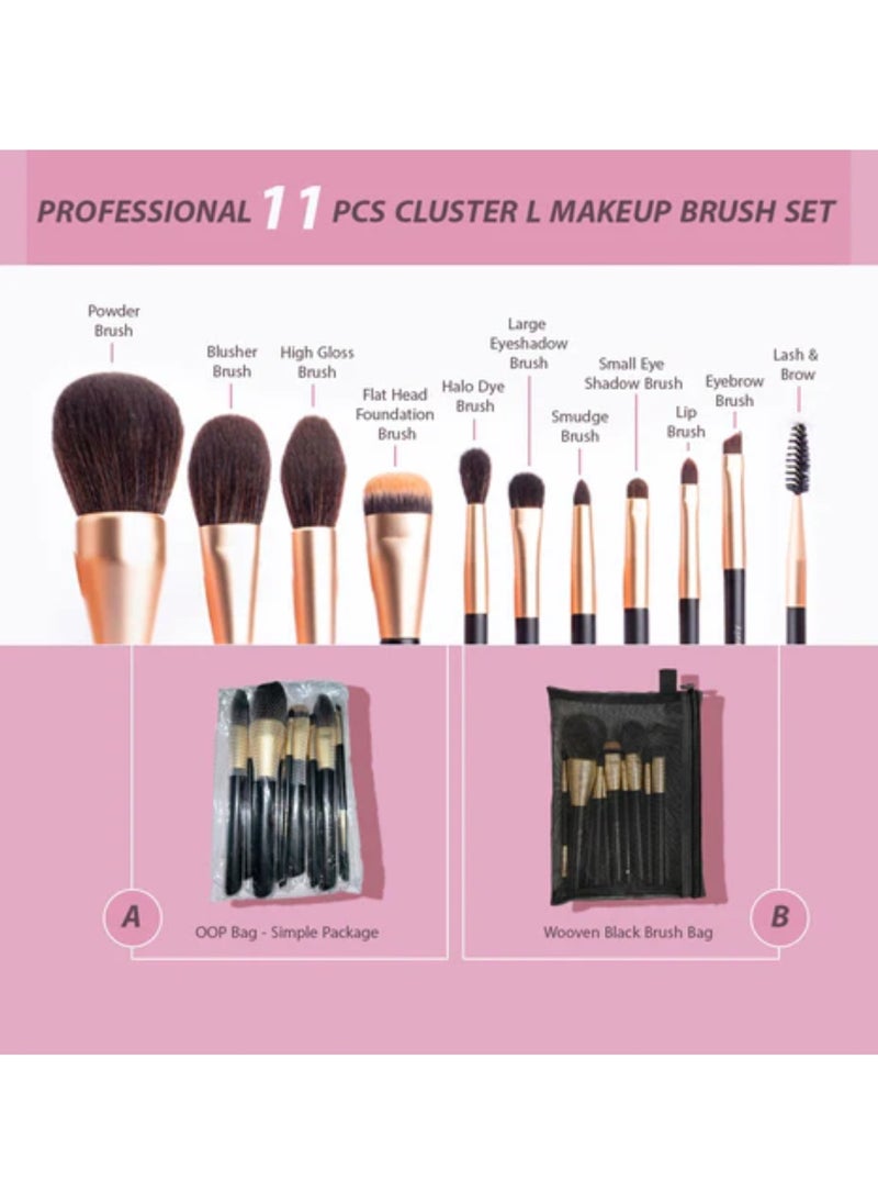 IDA Beauty Professional 11-Piece Cluster L Makeup Brush Set | Vegan, Halal, Cruelty-Free | Seamless Blend & Airbrushed Finish  - Image 5