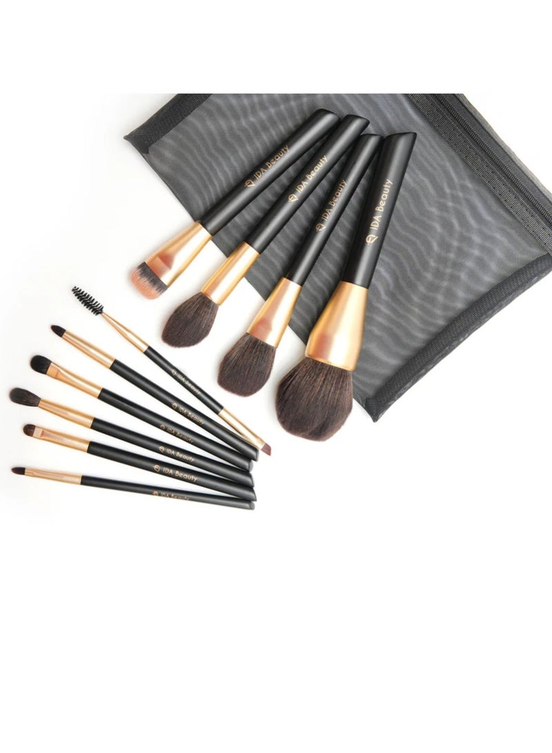 IDA Beauty Professional 10-Piece Cluster L Makeup Brush Set | Vegan, Halal, Cruelty-Free | Seamless Blend & Airbrushed Finish - Image 3