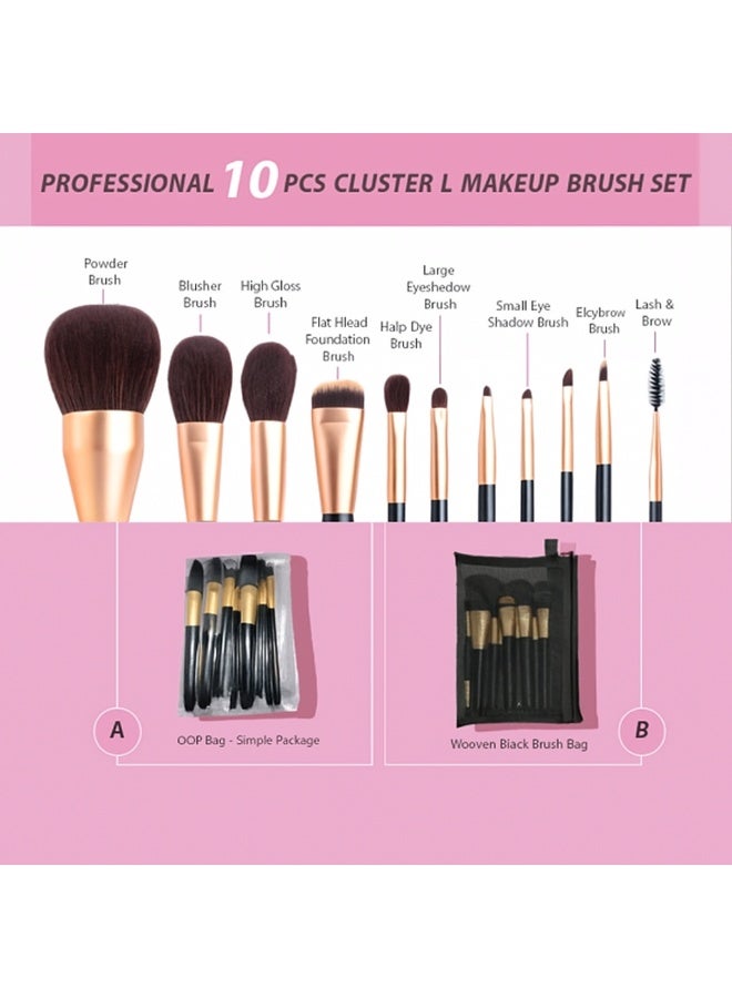 IDA Beauty Professional 10-Piece Cluster L Makeup Brush Set | Vegan, Halal, Cruelty-Free | Seamless Blend & Airbrushed Finish - Image 5