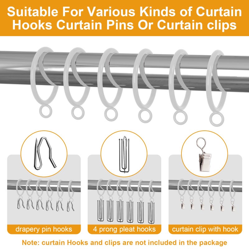 ANJUU 42 PCS Curtain Rings, 1.5 Inch Metal Curtain Drape Sliding Eyelet Rings-Hanging Rings for Curtains and Rods, Fits Up to 1 1/4-Inch Rod, White(Clips Not Included) - Image 3