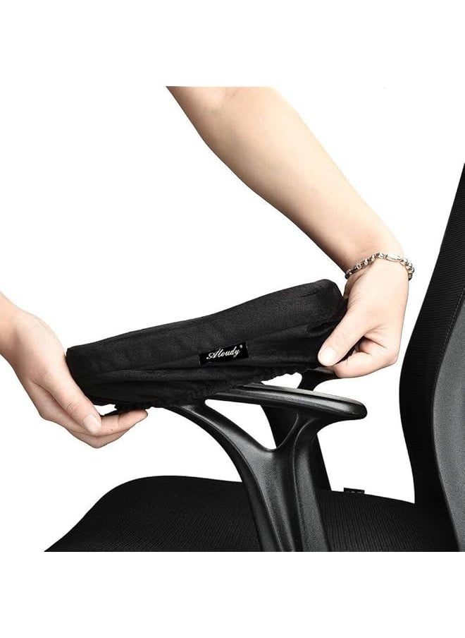 erorex Ergonomic Memory Foam Office Chair Armrest Pads Comfy Gaming Chair Arm Rest Covers For Elbows And Forearms Pressure Relief Set Of 2 Stretch Fit Black  - Image 1