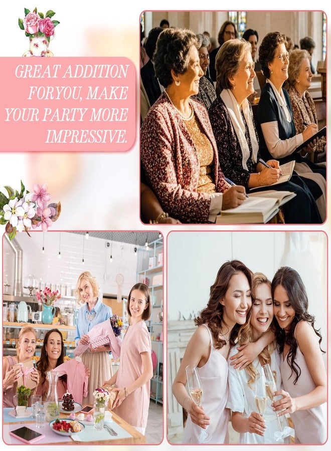 SmoothNovelty مجموعة SmoothNovelty المكونة من 30 قطعة من مناديل قماشية مزينة بنقوش زهور، باللون الوردي، بتصميم إبريق شاي عتيق، مناسبة لحفلات الشاي، وحفلات استقبال العرائس. - Image 5