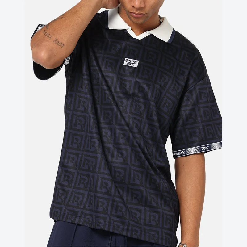 Reebok Vector Navy AOP Reebok Monogram Football Polo Men's T-Shirt - Vector Navy AOP for Men | Best Price UAE