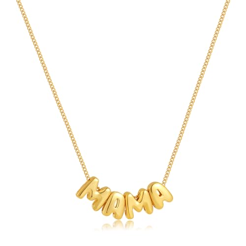 SLOONG Mama Necklace for Women, Mother's Day Gift for Mom Letter Necklace 18K Gold Plated Dainty Mother and Daughter Matching Gift for New Mom Boyfriends Mama (Gold) - Image 2