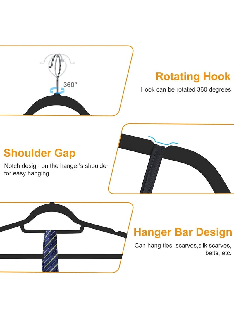AUTOYSUR 50 Pcs Clothes Hangers, Non-Slip Adult Hangers with Notched Back Brackets, 360 Degree Swivel Hook, Suitable for Jackets, Suits, Dresses, Ties, Scarf Rings (Black)  - Image 4