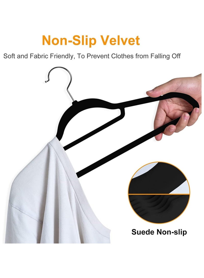 AUTOYSUR 50 Pcs Clothes Hangers, Non-Slip Adult Hangers with Notched Back Brackets, 360 Degree Swivel Hook, Suitable for Jackets, Suits, Dresses, Ties, Scarf Rings (Black)  - Image 3