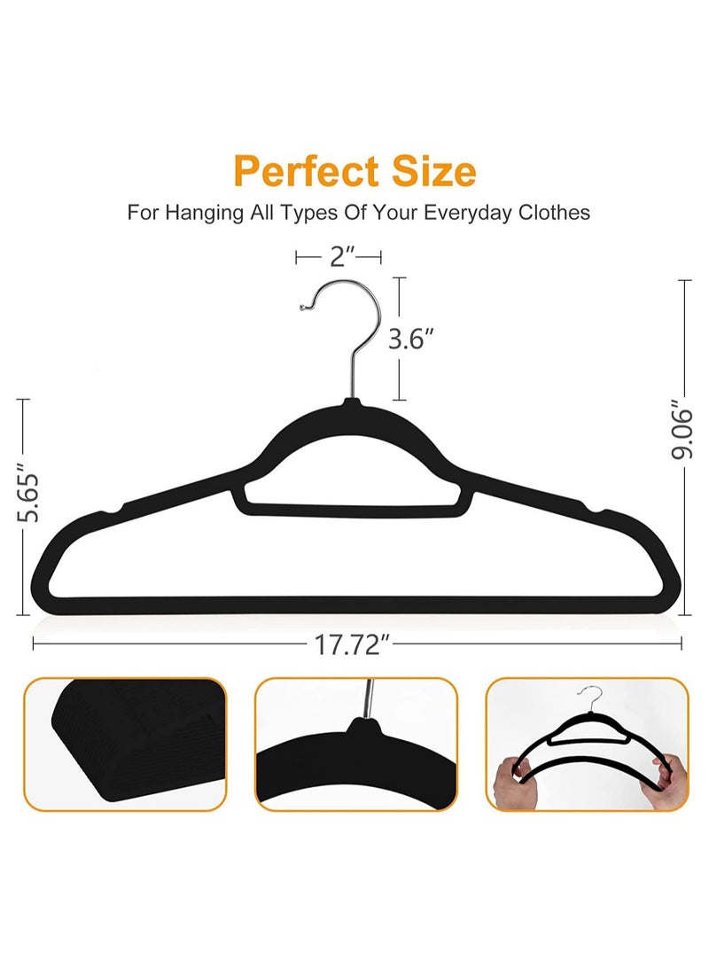 AUTOYSUR 50 Pcs Clothes Hangers, Non-Slip Adult Hangers with Notched Back Brackets, 360 Degree Swivel Hook, Suitable for Jackets, Suits, Dresses, Ties, Scarf Rings (Black)  - Image 2