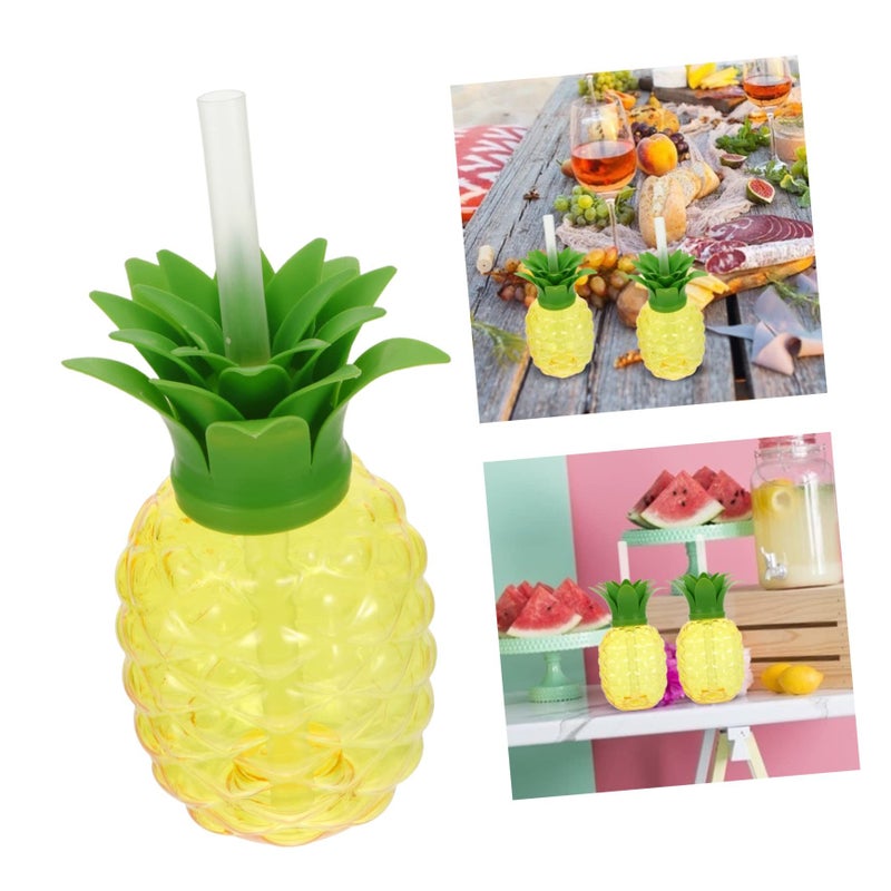 Pineapple Plastic Cups With Straws 4pcs Beach Party Drinkware - Image 5