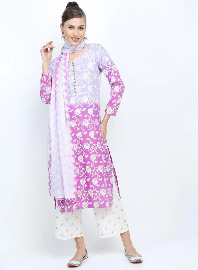 Vishudh Vishudh Women Multi-Colored Printed Kurta Set with Palazzo Pants and Dupatta