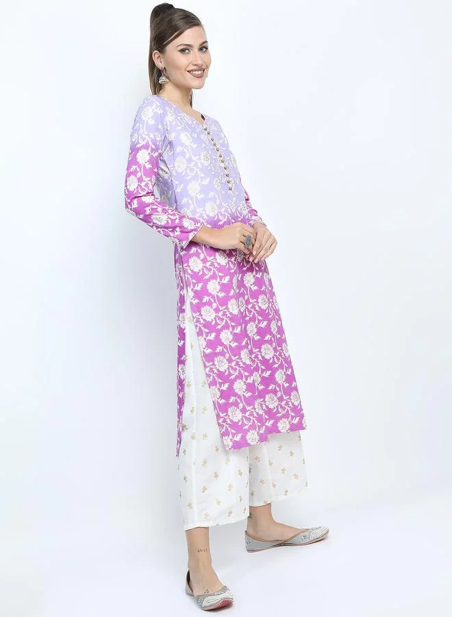 Vishudh Vishudh Women Multi-Colored Printed Kurta Set with Palazzo Pants and Dupatta