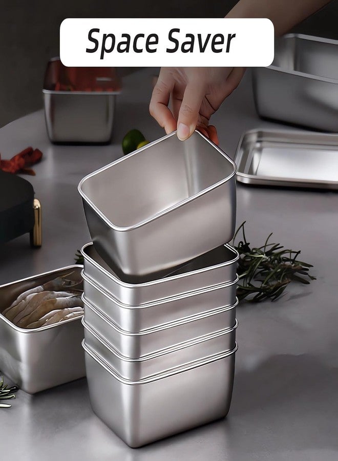 FAGVA Food Storage Box with Lid | Stainless Steel Lunch Box for Travel | Food Grade BPA Free Storage Container | Leak Proof Portable Easy to Carry Organizers for Kitchen (Pack of 2) - Image 4