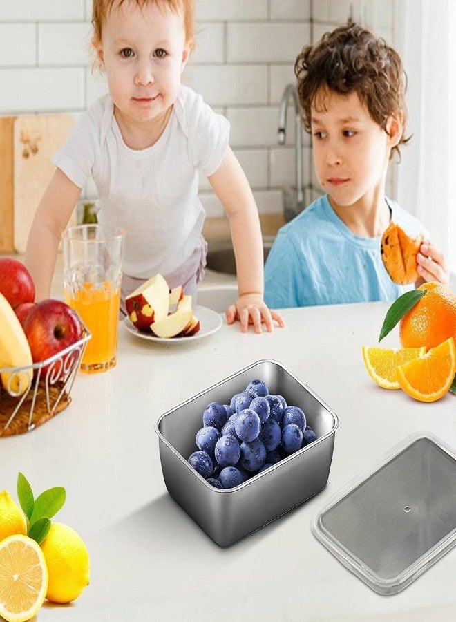 FAGVA Food Storage Box with Lid | Stainless Steel Lunch Box for Travel | Food Grade BPA Free Storage Container | Leak Proof Portable Easy to Carry Organizers for Kitchen (Pack of 2) - Image 2