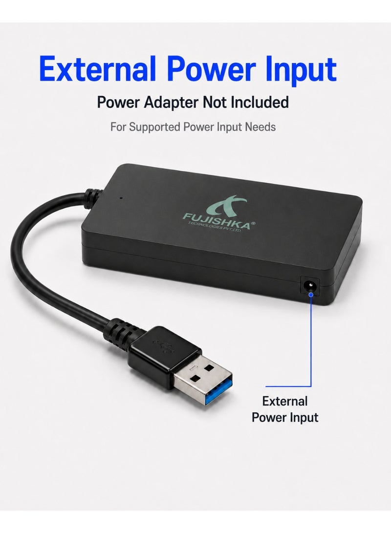 FUJISHKA 4 Port USB 3.0 Hub for Laptop and Desktop PC - Black - Image 5