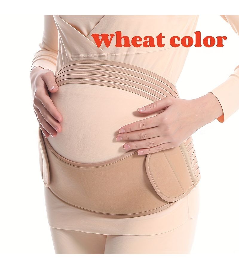 Wheat Colored 3 In 1 Maternity Belly Support Belt For Back Pelvis Hips Pregnancy Abdominal Support Mom Gift Size M - Image 4