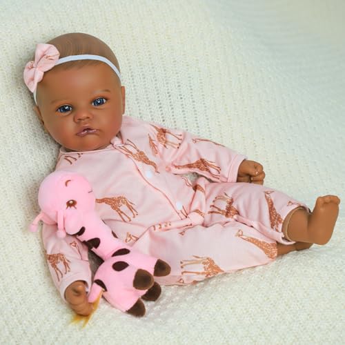 SCOM Black Baby Dolls 18 Inch Large Realistic Cute Soft Body Baby Doll Real Life Baby Dolls Girl with Accessories Gift for Ages 3 Kids Pretend Play Collection - Image 5