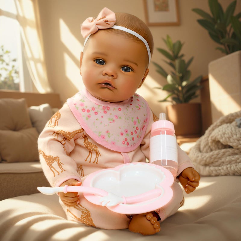 SCOM Black Baby Dolls 18 Inch Large Realistic Cute Soft Body Baby Doll Real Life Baby Dolls Girl with Accessories Gift for Ages 3 Kids Pretend Play Collection - Image 3