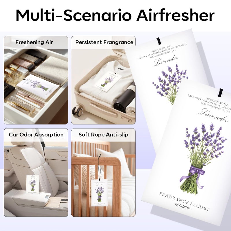 MYARO 12 Packs Lavender Scented Sachets Air Freshener for Drawer and Closet, Long-Lasting Sachet Bag Room Car Odor Deodorizer Fresh Scent Home Fragrance - Image 3