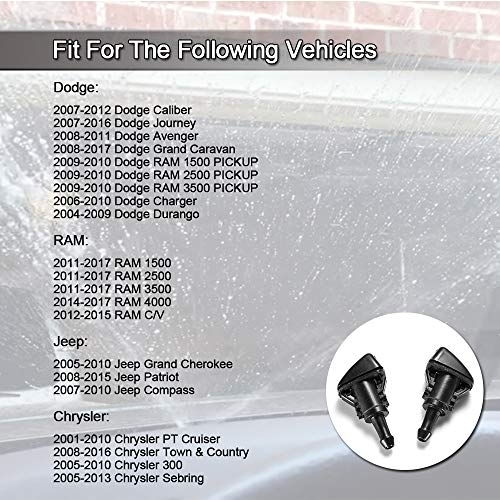 LUOTIVON Front Windshield Washer Nozzles Wiper Spray Kit- For: Dodge, Ram, Jeep - Replaces OEM #: 4805742AB, 5116079AA - Image 5