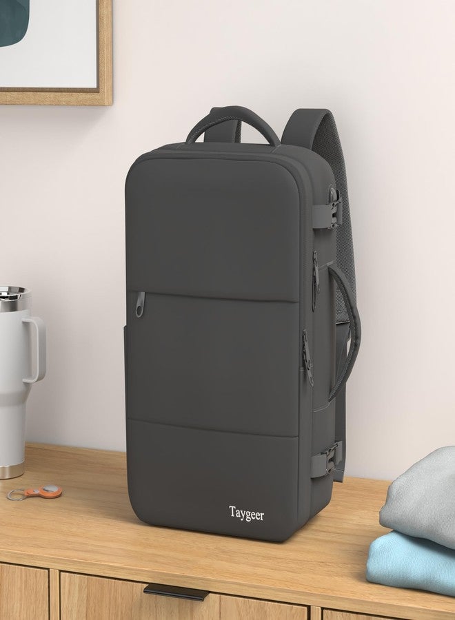 Taygeer Travel Laptop Backpack for Men Women, Airplane Approved Travel Backpack Suitcase with Usb Charging Port, Lightweight College 35l Luggage Bag 15.6inch Laptop Mochila Gifts for Business,Black - Image 2