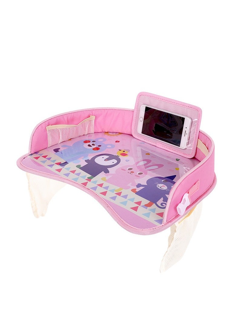 Travel Tray for Car Transparent Erasable Drawing Surface Seat Travel Tray with Mesh Pockets, Car Seat Activity Play Tray Organizer for Children Toddler  - Image 1