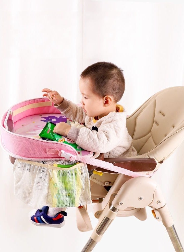 Travel Tray for Car Transparent Erasable Drawing Surface Seat Travel Tray with Mesh Pockets, Car Seat Activity Play Tray Organizer for Children Toddler  - Image 3