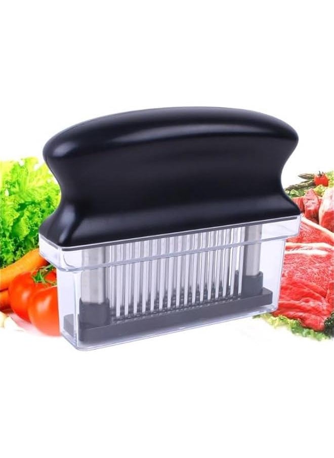 HOOKOR Meat Tenderizer with 48 Stainless Steel Ultra Sharp Needle Blades Heavy Duty Cooking machine for Tenderizing Beef, Turkey, Chicken, Steak, Veal, Pork, Fish etc，BBQ, Red  - Image 1