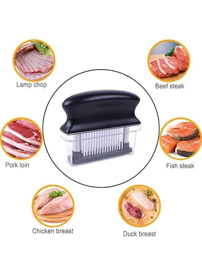 HOOKOR Meat Tenderizer with 48 Stainless Steel Ultra Sharp Needle Blades Heavy Duty Cooking machine for Tenderizing Beef, Turkey, Chicken, Steak, Veal, Pork, Fish etc，BBQ, Red  - Image 3