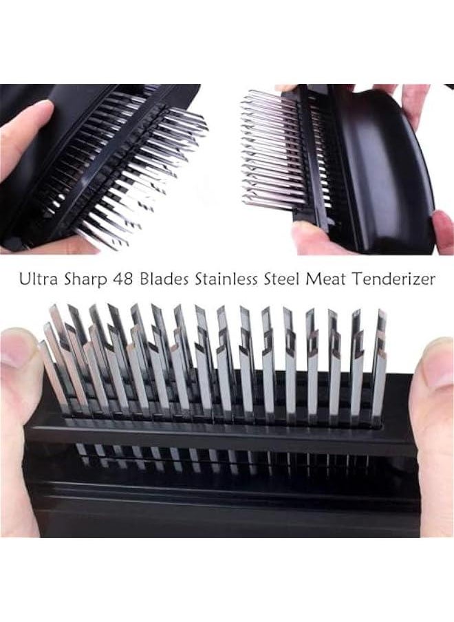 HOOKOR Meat Tenderizer with 48 Stainless Steel Ultra Sharp Needle Blades Heavy Duty Cooking machine for Tenderizing Beef, Turkey, Chicken, Steak, Veal, Pork, Fish etc，BBQ, Red  - Image 5