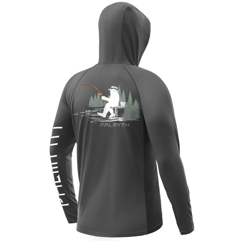 Palmyth Fishing Shirts for Men Long Sleeve UPF 50 Sun Protection Fishing Hoodie with UV Vented Neck Gaiter Charcoal Bigfoot Hat M - Image 2