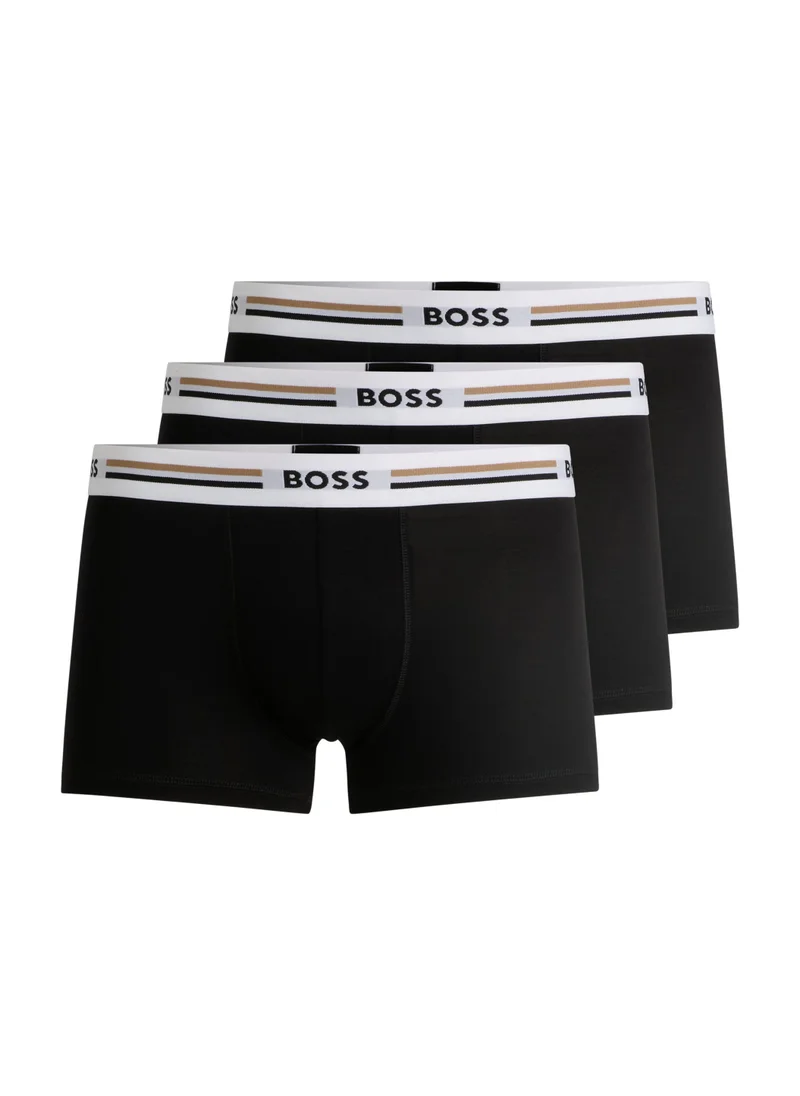 بوس Three-pack of stretch trunks with signature-stripe waistbands