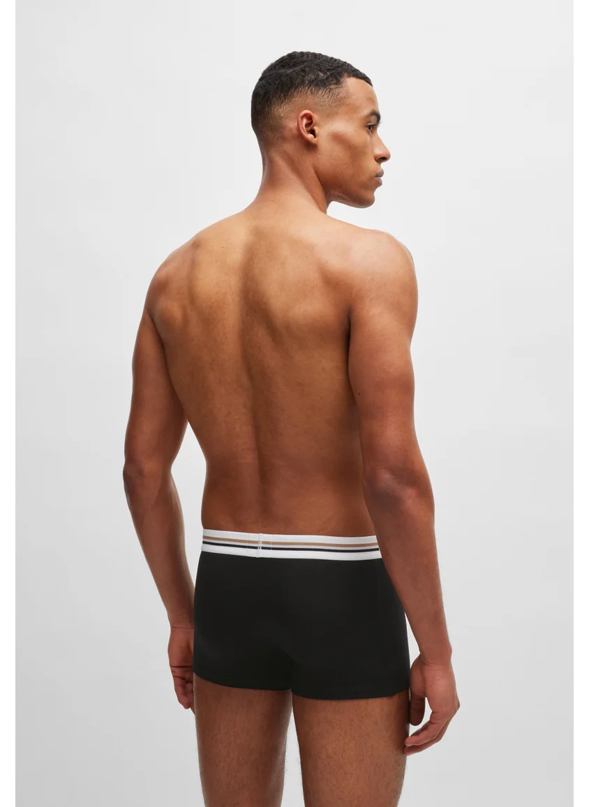 BOSS Three-pack of stretch trunks with signature-stripe waistbands
