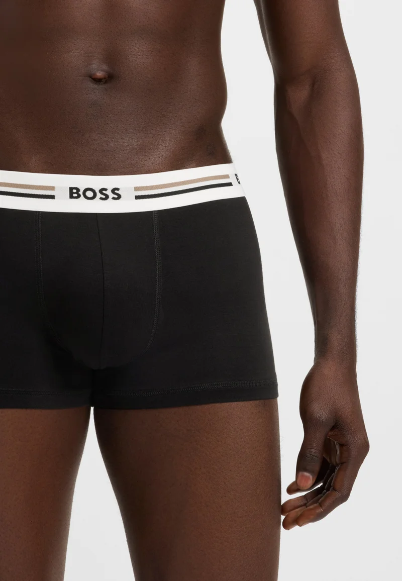 BOSS Three-pack of trunks with logo and stripe waistbands