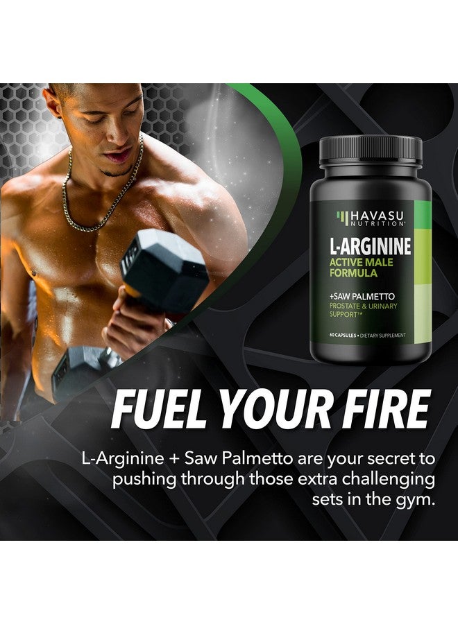 L Arginine Saw Palmetto For Men With S7 Plantbased Ingredient Blend For Nitric Oxide Boost ; Increases Blood Flow And Improves Prostate Support ; Active Male Supplement ; 60 Vegan Capsules