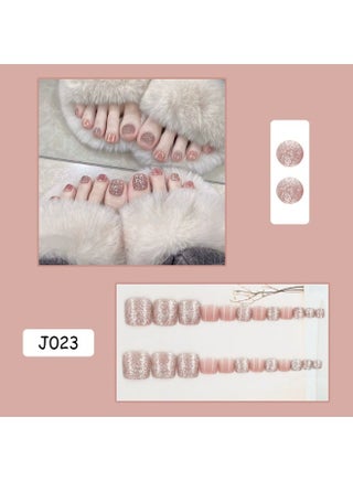 Nude Apricot Glitter Toe Press - on Nails for Summer Beach Vibe - view 3