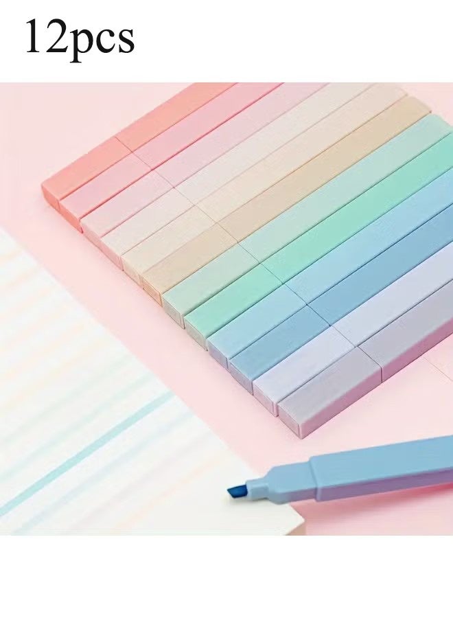 واي جيه أقلام تمييز بألوان الباستيل، عبوة 12 قطعة، رأس متوسطة، رأس دائري، غير مسببة للبقع، لا تتلاشى، مصنوعة من البلاستيك خفيف الوزن، مثالية للمفكرات واللوازم المكتبية - Image 1